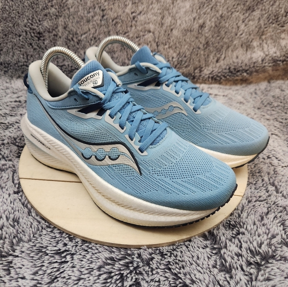 Saucony Triumph 21 Bluelight Mauve Running Shoes Women's Size 7.5